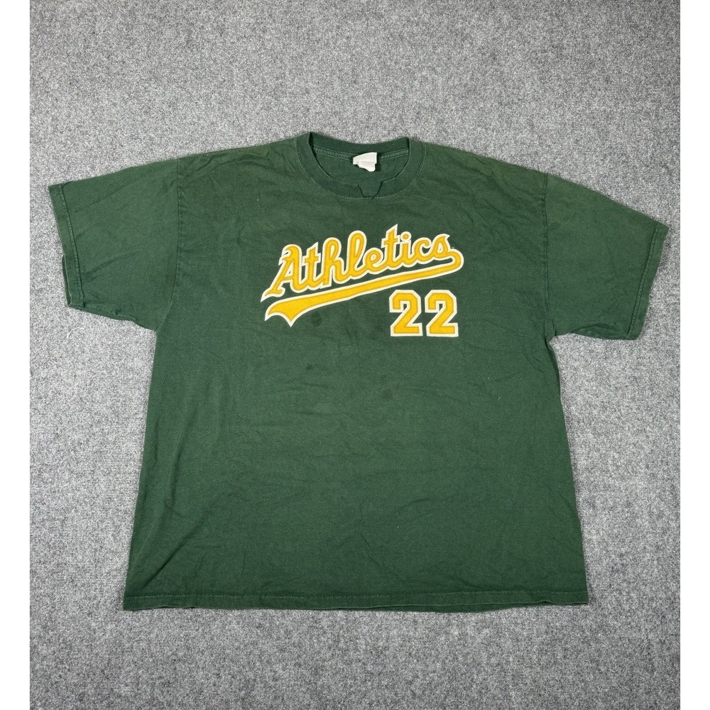 Vintage Oakland A's Athletics Tee Shirt Green Eric Byrnes #22 Lee Sports Size XL